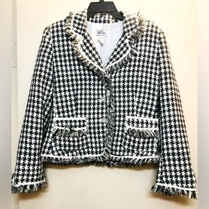 Bob Mackie Designer Sparkling White & Black Tweed Jacket